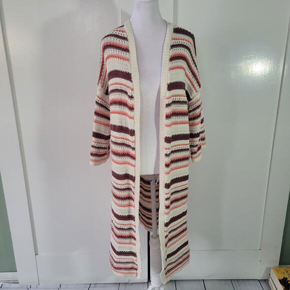 Torrid Size 2 Kimono Cardigan - Cotton Multi Stripes 3/4 Sleeve Drop Shoulder - Picture 2 of 10